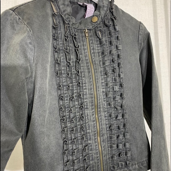 STELLA STAR Ruffled Faux Leather Moto Jacket - Picture 5 of 8